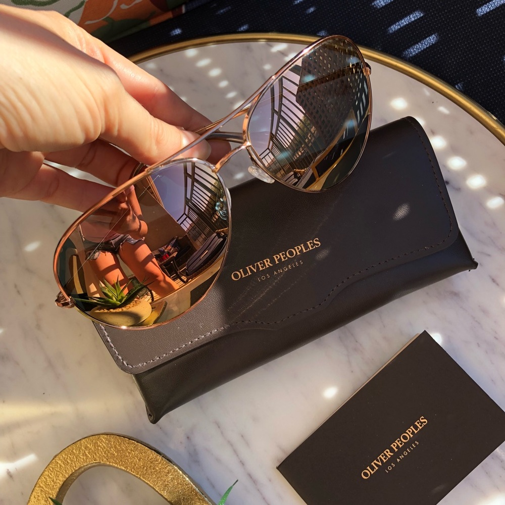 Oliver Peoples Sayer Rose Gold Mirrored Sunglasses - Picture 4 of 8